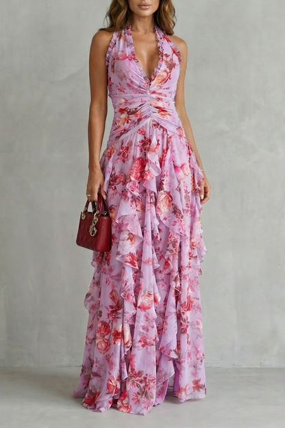 Marina | Vestido largo halter de caída fluida y elegante