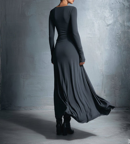 Natalia | Vestido maxi ajustado con nudo lateral