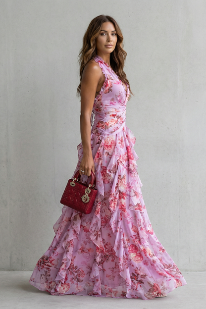 Marina | Vestido largo halter de caída fluida y elegante
