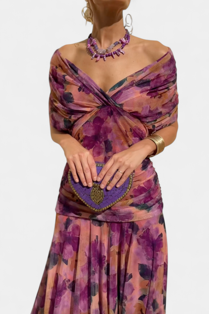 Eloria | Vestido floral de caída vaporosa y etérea