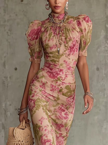 Candela | Vestido maxi vintage con mangas puff - elegante y favorecedor