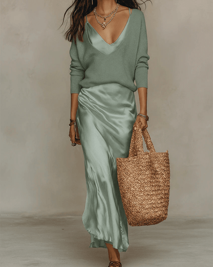 Alma | Vestido Midi Satinado de Lujo - Marina Durán