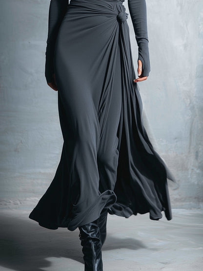 Natalia | Vestido maxi ajustado con nudo lateral