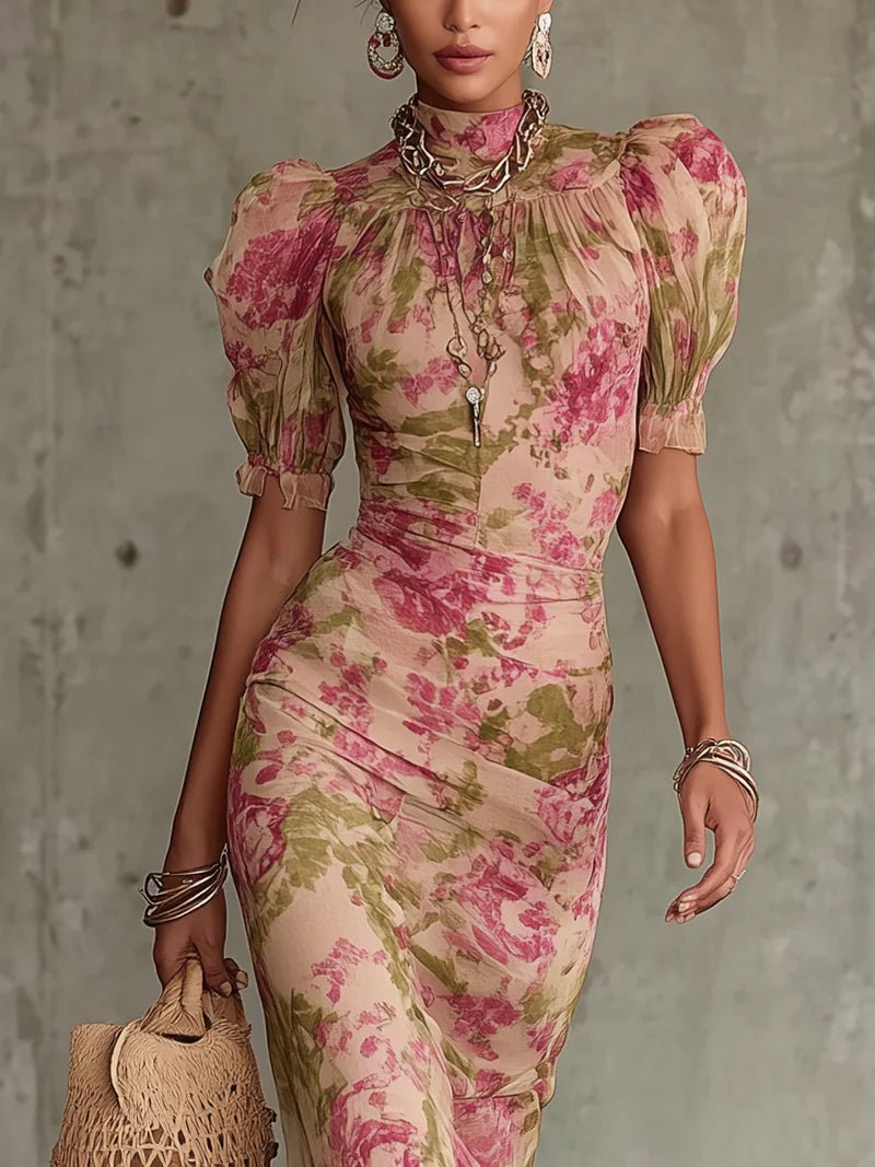 Candela | Vestido maxi vintage con mangas puff - elegante y favorecedor - Marina Durán
