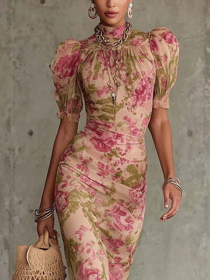 Candela | Vestido maxi vintage con mangas puff - elegante y favorecedor - Marina Durán