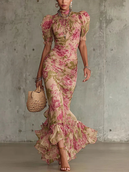 Candela | Vestido maxi vintage con mangas puff - elegante y favorecedor - Marina Durán