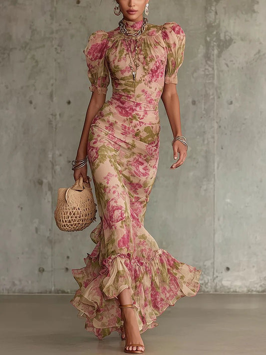 Candela | Vestido maxi vintage con mangas puff - elegante y favorecedor - Marina Durán