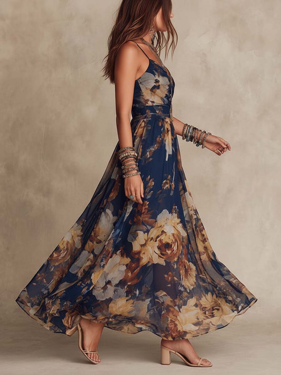 Dulce | Vestido Largo Floral con Tirantes, Elegante y Fresco para Cualquier Evento - Marina Durán