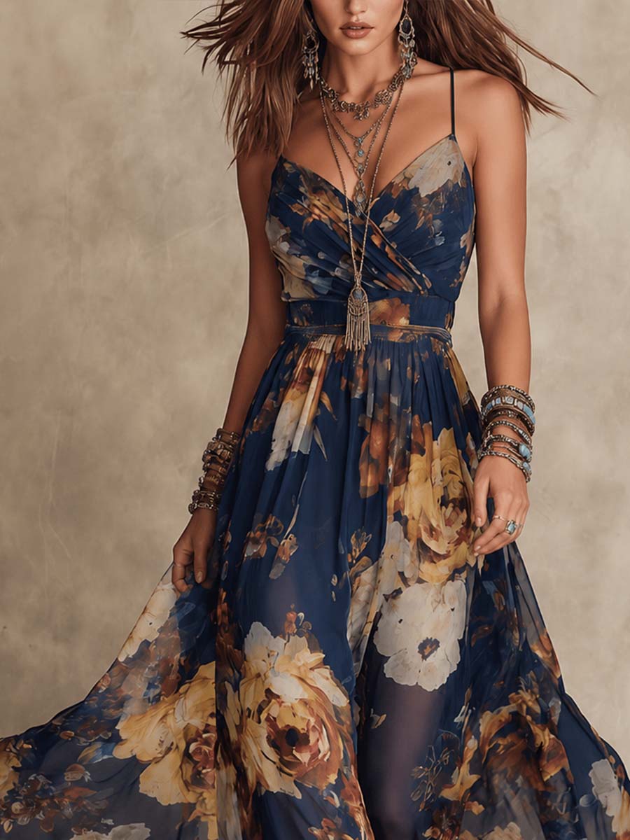 Dulce | Vestido Largo Floral con Tirantes, Elegante y Fresco para Cualquier Evento - Marina Durán