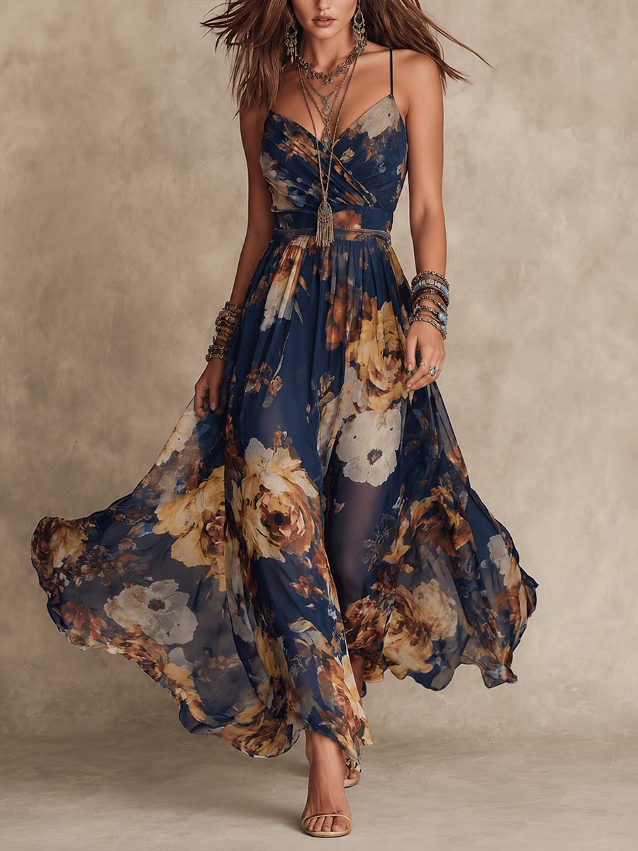 Dulce | Vestido Largo Floral con Tirantes, Elegante y Fresco para Cualquier Evento - Marina Durán