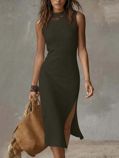 Duna | Vestido midi de lino con elegante abertura para un toque sofisticado - Marina Durán