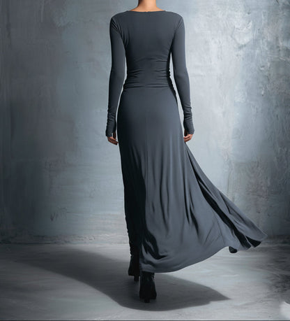 Natalia | Vestido maxi ajustado con nudo lateral