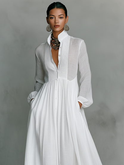 Rebeca | Vestido largo minimalista con líneas limpias y un toque elegante