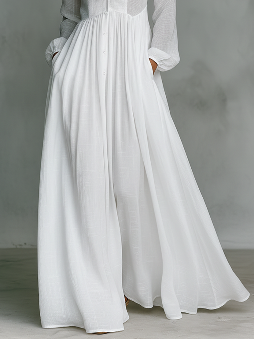 Rebeca | Vestido largo minimalista con líneas limpias y un toque elegante