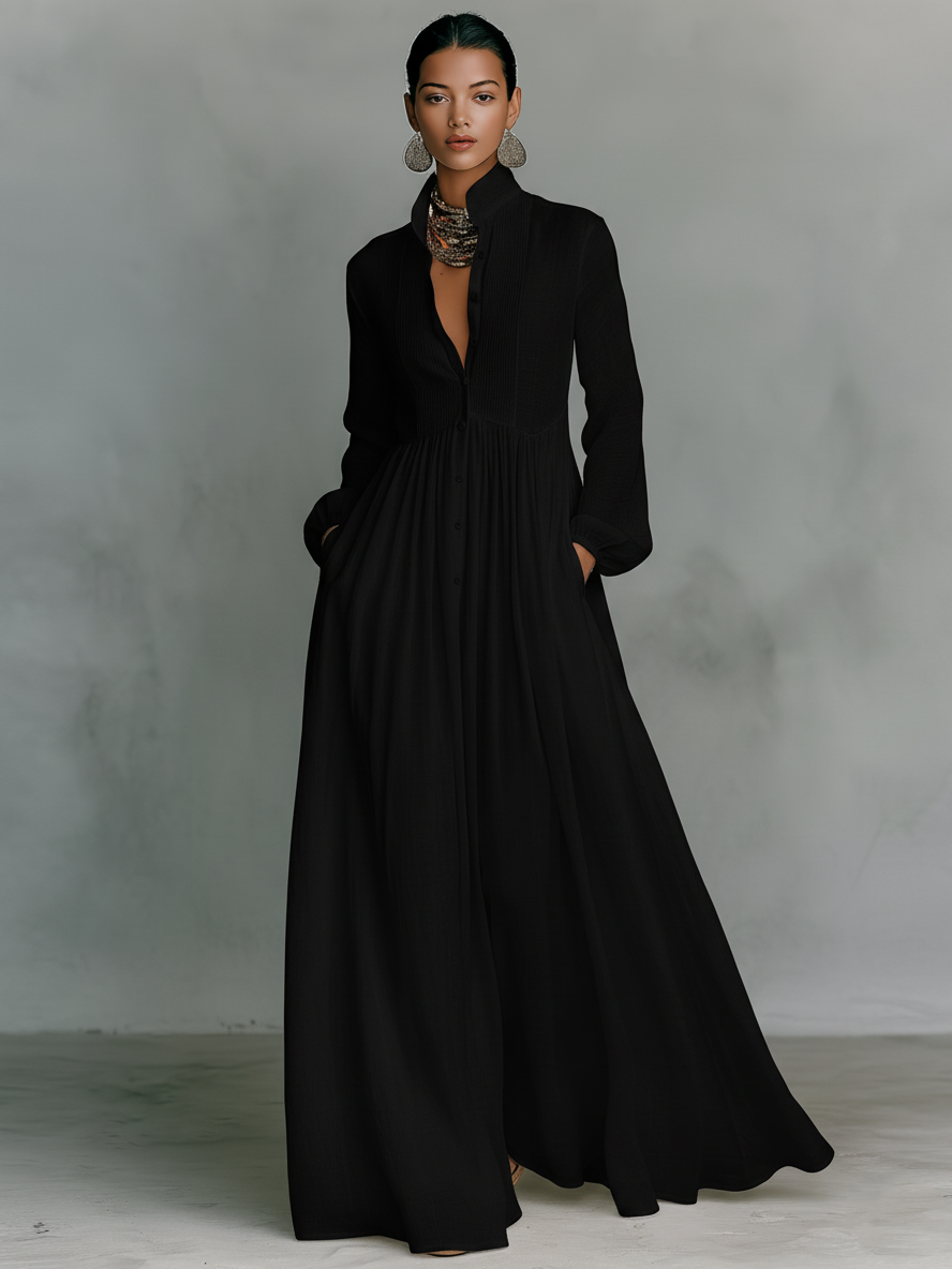 Rebeca | Vestido largo minimalista con líneas limpias y un toque elegante