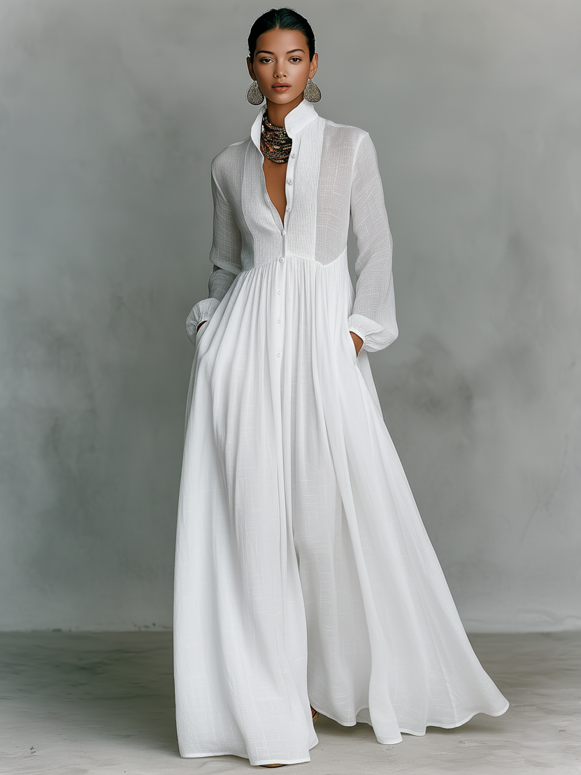 Rebeca | Vestido largo minimalista con líneas limpias y un toque elegante