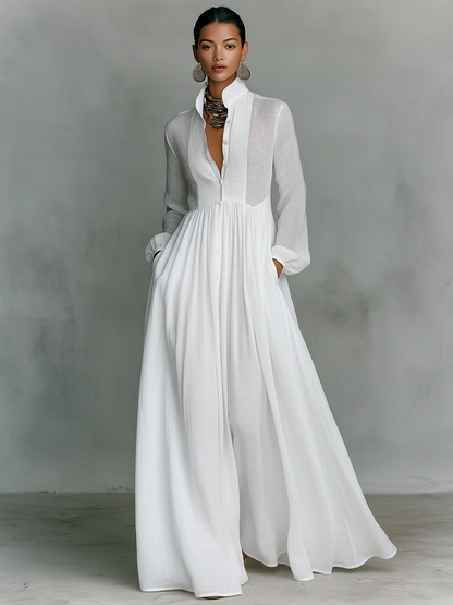 Rebeca | Vestido largo minimalista con líneas limpias y un toque elegante