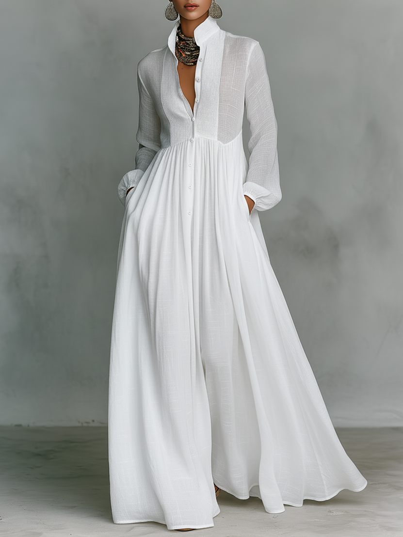 Rebeca | Vestido largo minimalista con líneas limpias y un toque elegante