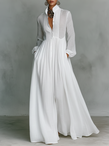 Rebeca | Vestido largo minimalista con líneas limpias y un toque elegante