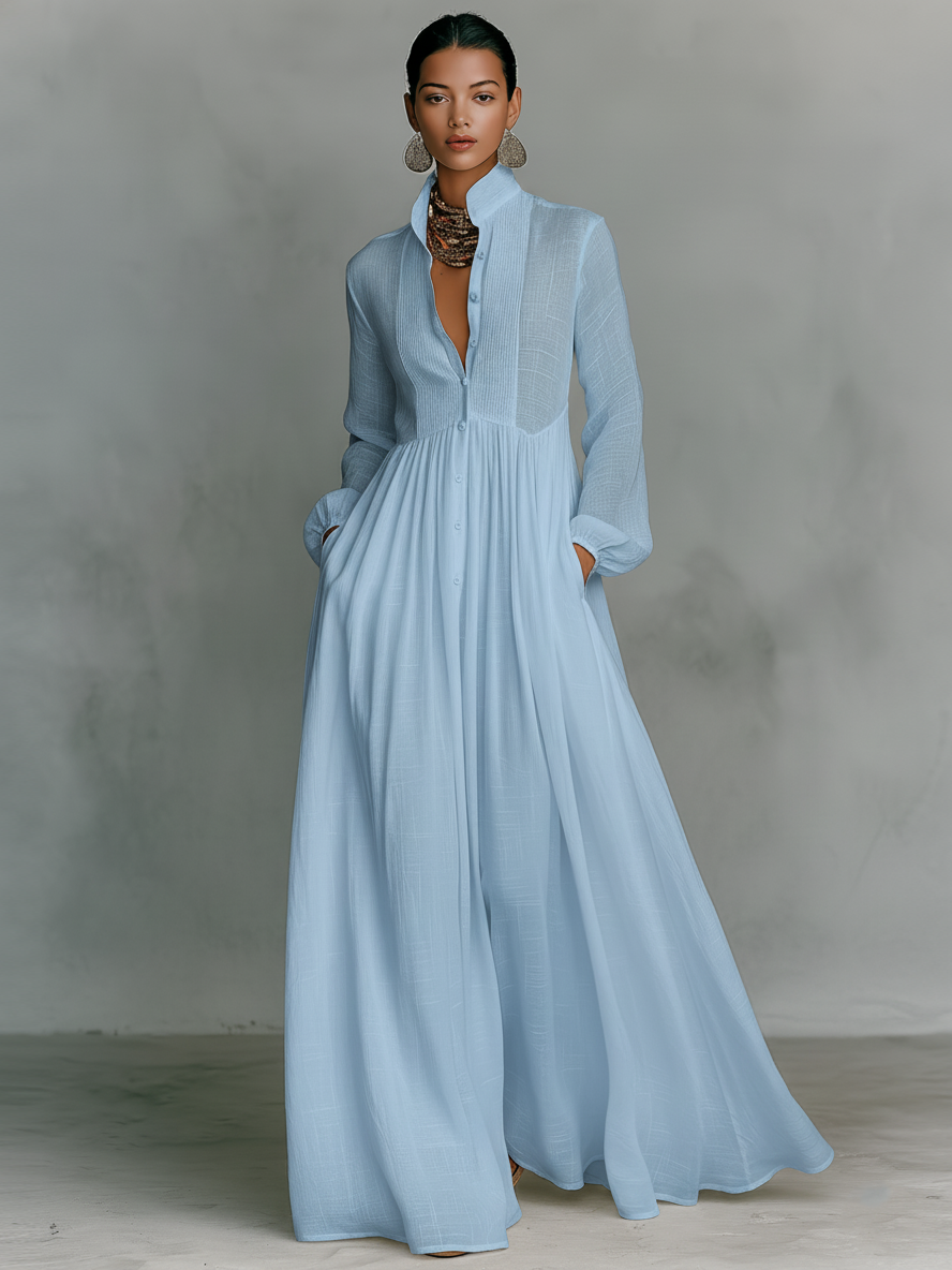 Rebeca | Vestido largo minimalista con líneas limpias y un toque elegante