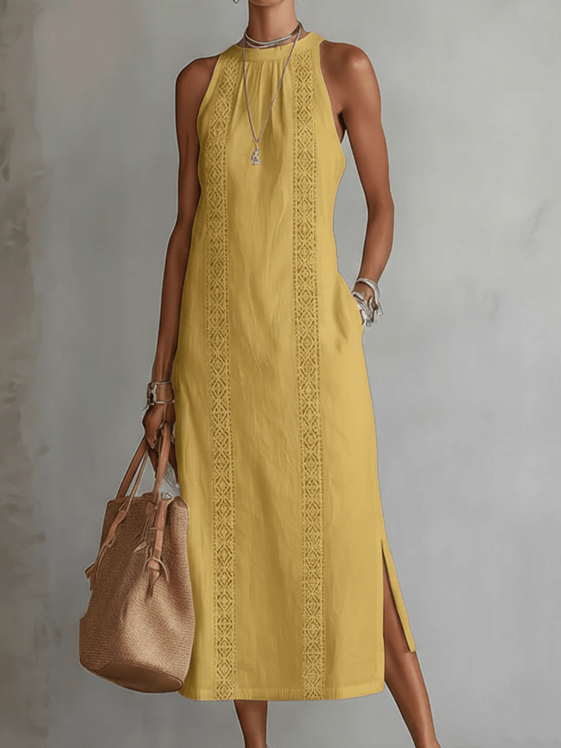 Jimena: Vestido midi bordado con delicados detalles - Marina Durán