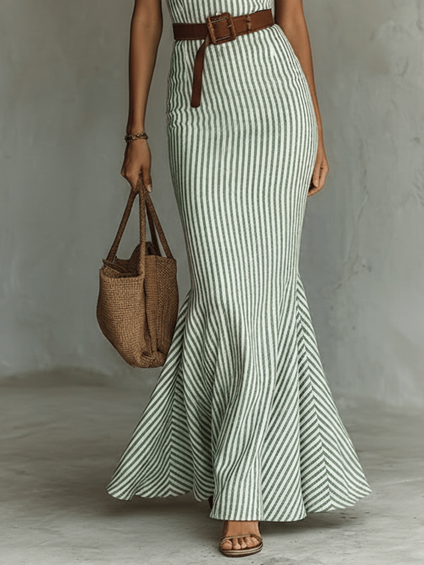 Lidia | Vestido de rayas con silueta sirena, elegante y favorecedor - Marina Durán