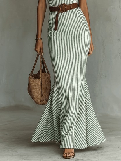 Lidia | Vestido de rayas con silueta sirena, elegante y favorecedor - Marina Durán