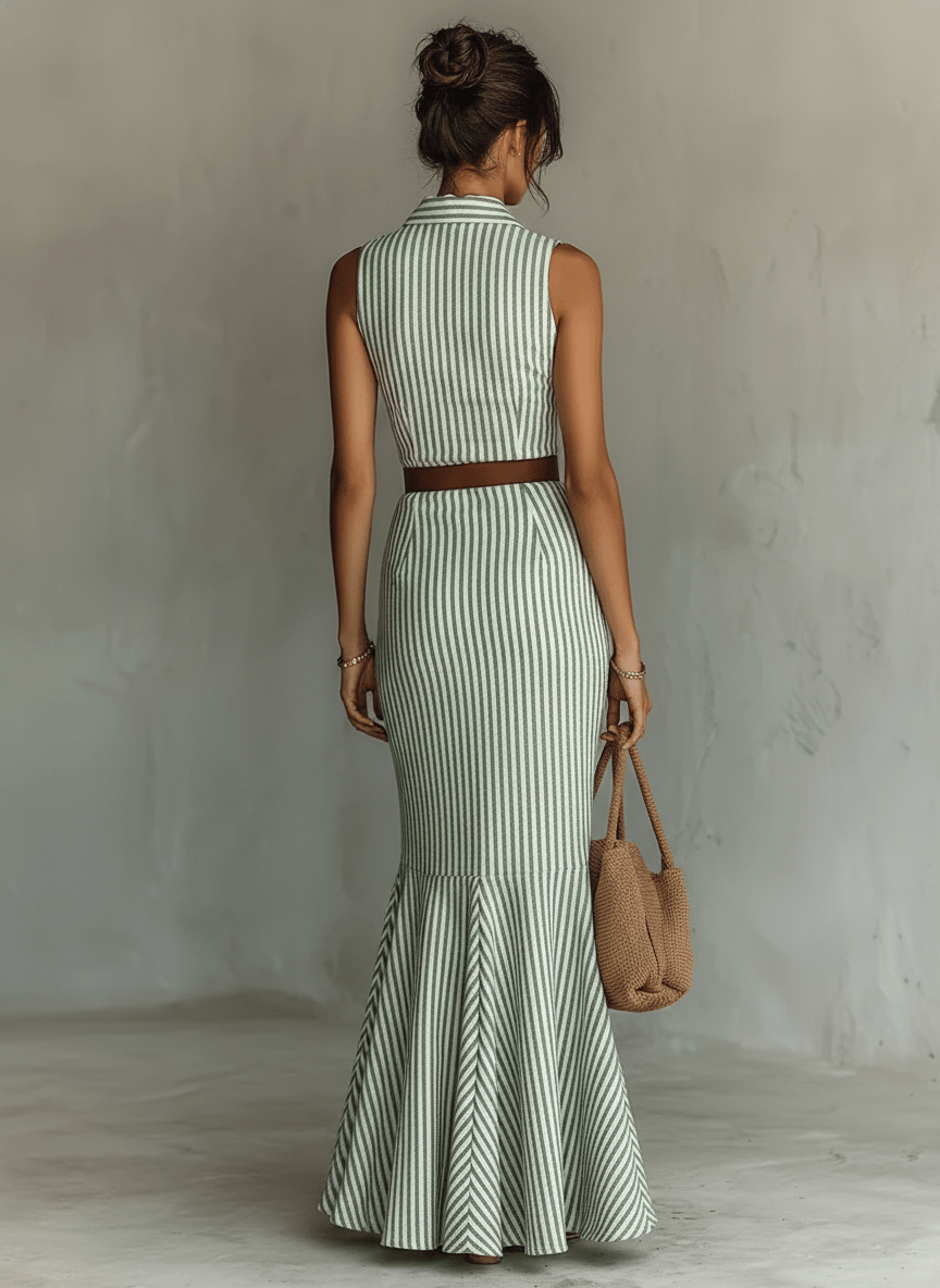 Lidia | Vestido de rayas con silueta sirena, elegante y favorecedor - Marina Durán