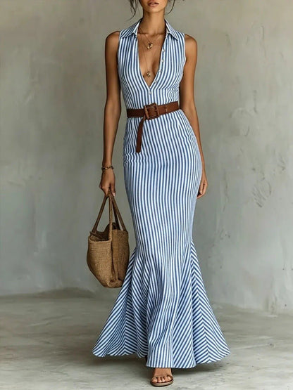 Lidia | Vestido de rayas con silueta sirena, elegante y favorecedor - Marina Durán