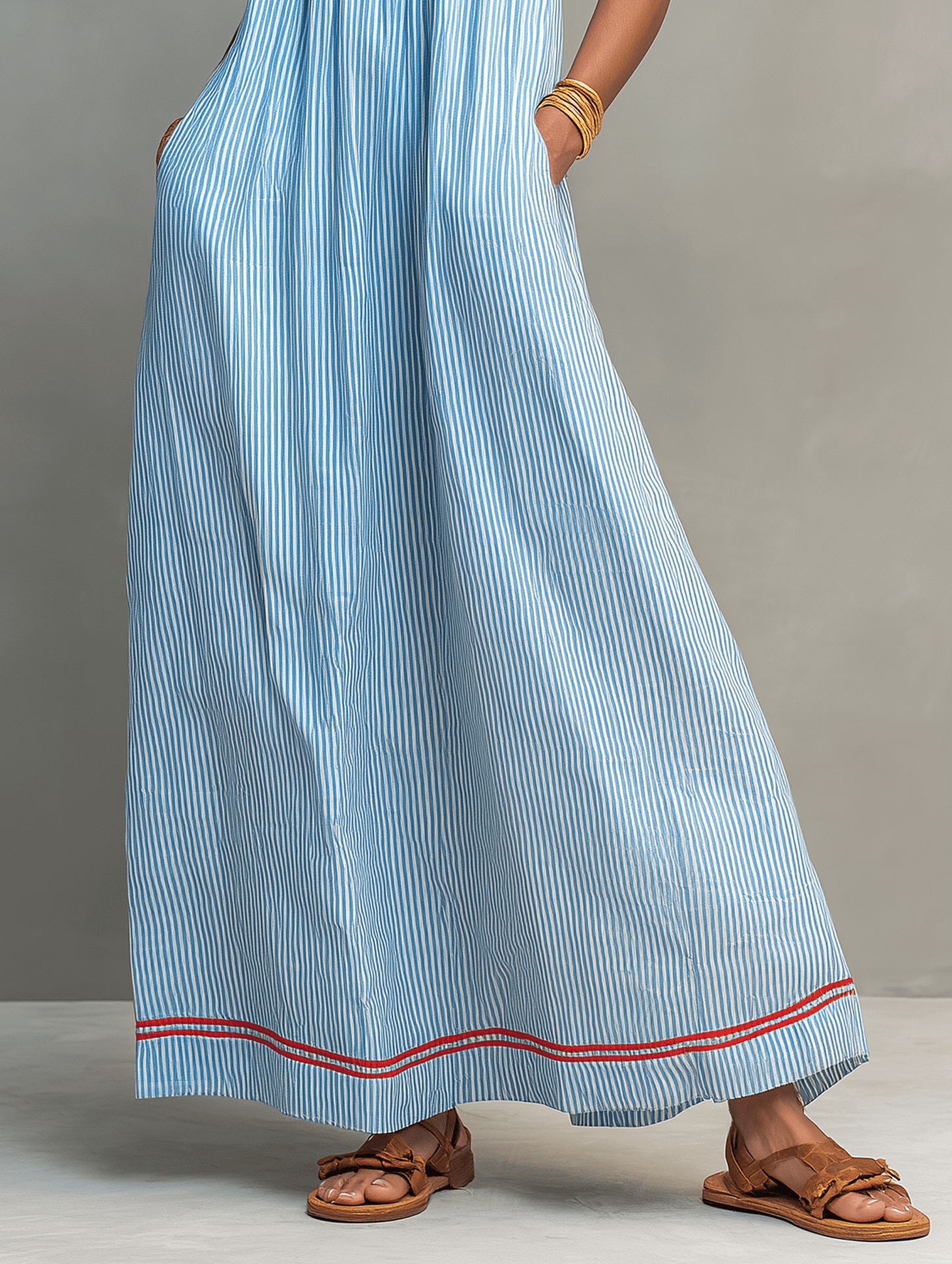 Mar | Vestido maxi de rayas con tirantes finos, elegante y fresco - Marina Durán