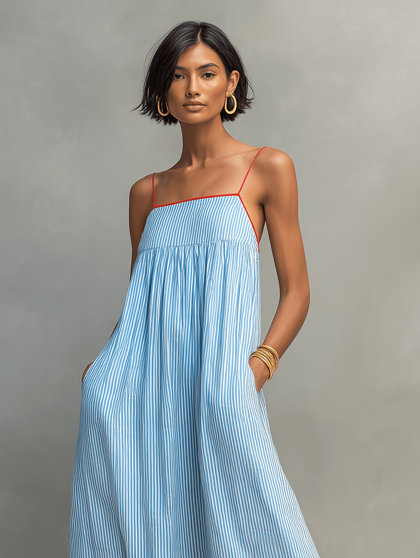 Mar | Vestido maxi de rayas con tirantes finos, elegante y fresco - Marina Durán