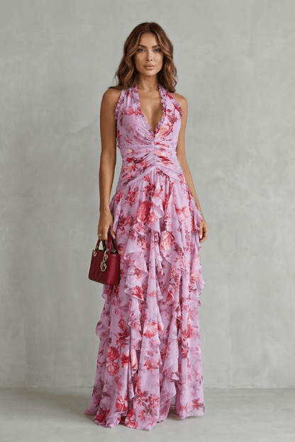 Marina | Vestido largo halter de caída fluida y elegante - Marina Durán