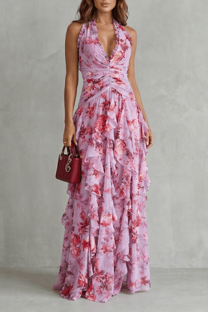 Marina | Vestido largo halter de caída fluida y elegante - Marina Durán