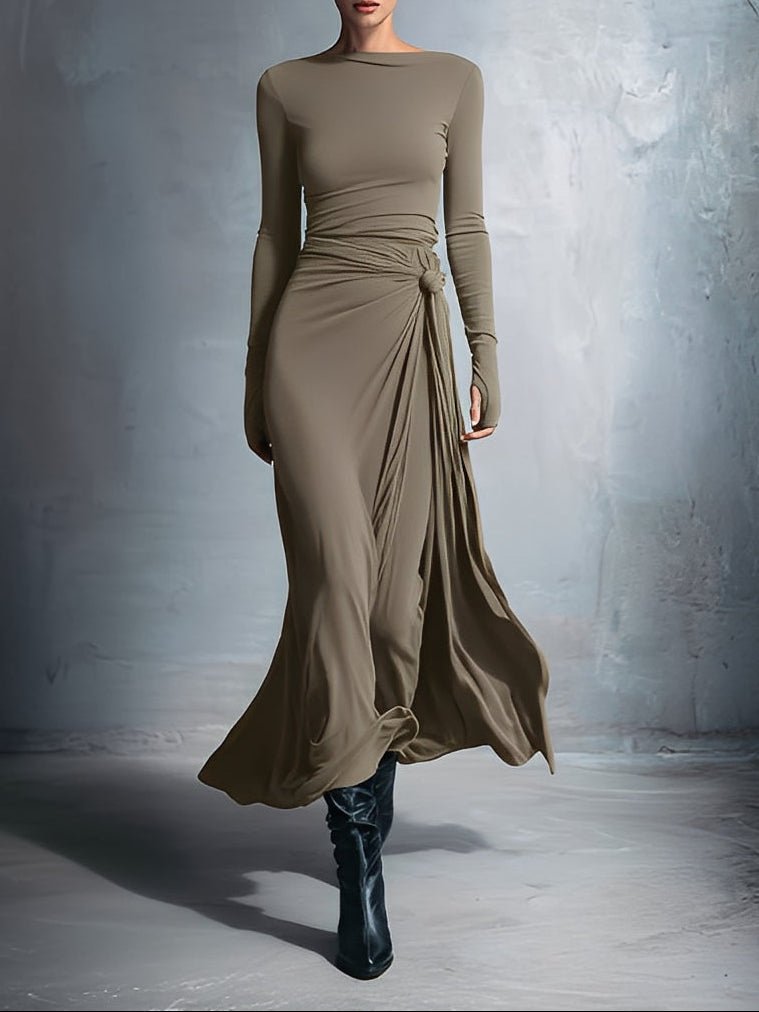 Natalia | Vestido maxi ajustado con nudo lateral - Marina Durán