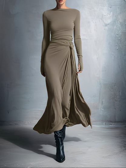 Natalia | Vestido maxi ajustado con nudo lateral - Marina Durán