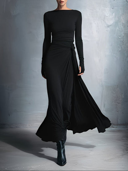 Natalia | Vestido maxi ajustado con nudo lateral - Marina Durán