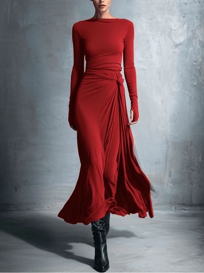 Natalia | Vestido maxi ajustado con nudo lateral - Marina Durán