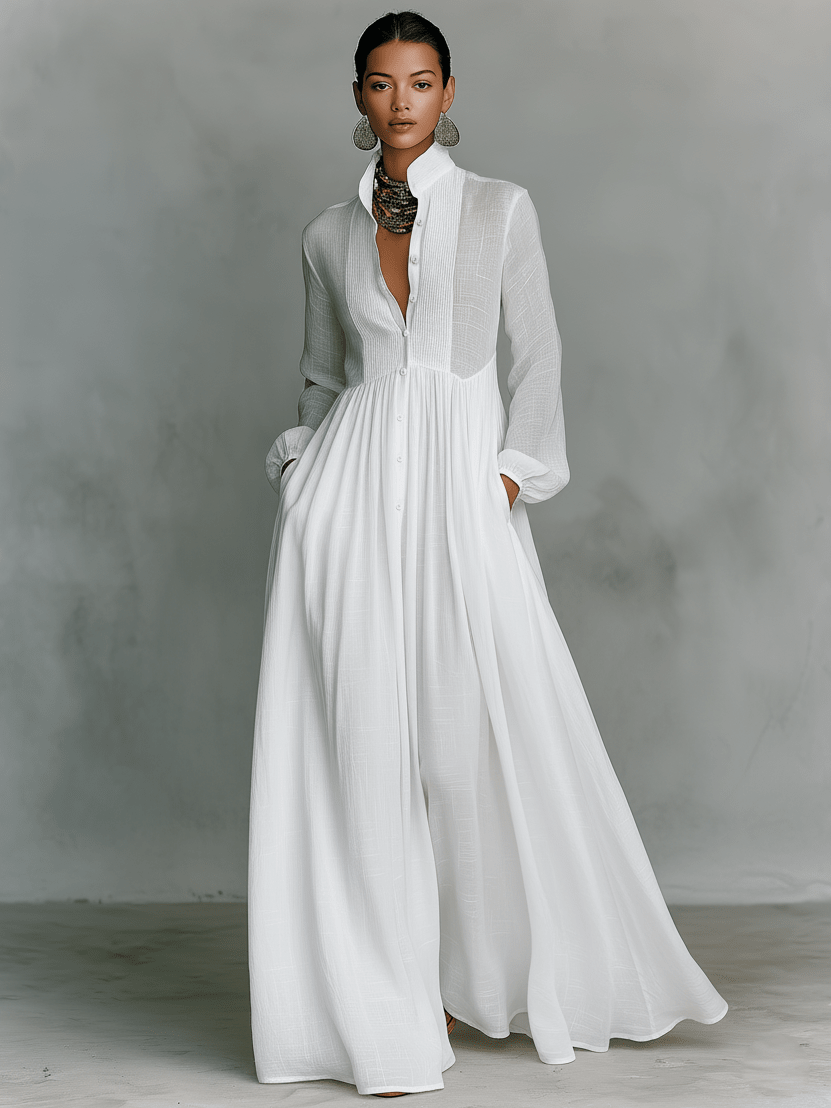 Rebeca | Vestido largo minimalista con líneas limpias y un toque elegante - Marina Durán