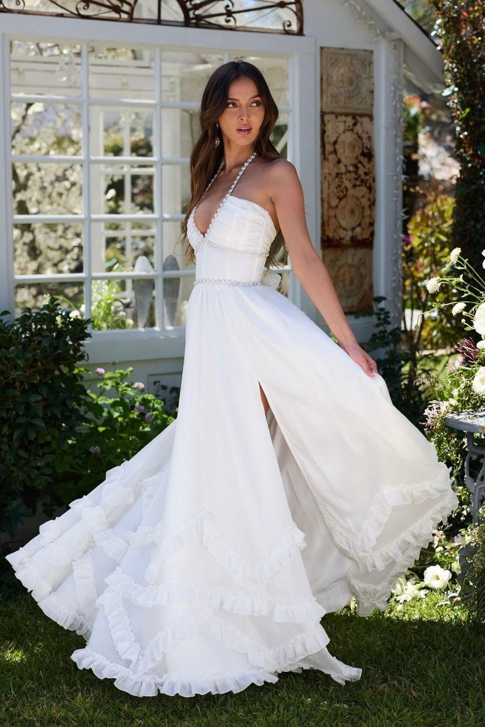 Rocío | Vestido Largo Floral con Escote Joya, Glamour y Elegancia - Marina Durán