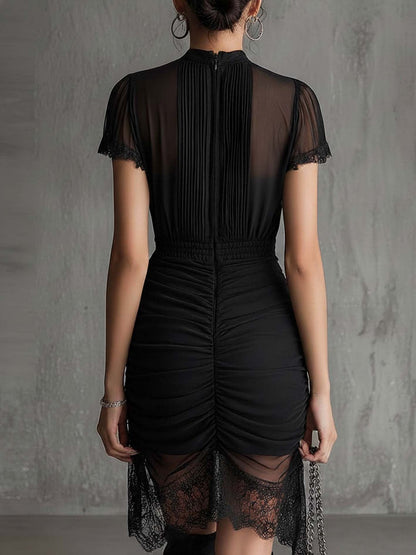 Zoe | Vestido mini fluido con delicado encaje - Marina Durán