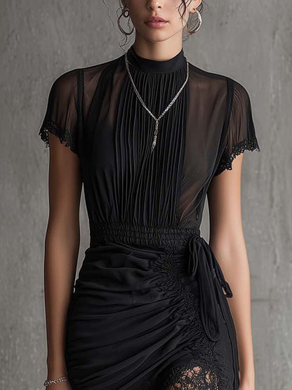 Zoe | Vestido mini fluido con delicado encaje - Marina Durán